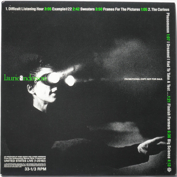 Laurie Anderson – Selections From United States Live (promo) - Afbeelding 1