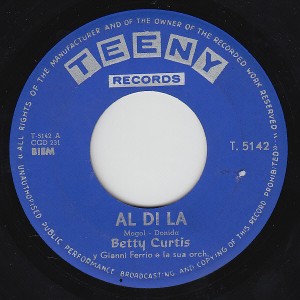 7" | Betty Curtis – Al Di La - Afbeelding 1