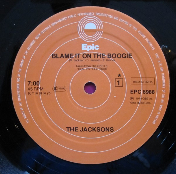 12" | The Jacksons – Blame It On The Boogie