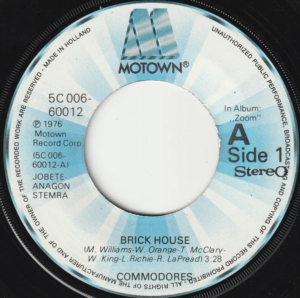 7" | Commodores - Brick House