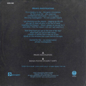 7" | Dire Straits - Private Investigations / Badges, Posters, Stickers and T-shirts - Afbeelding 3
