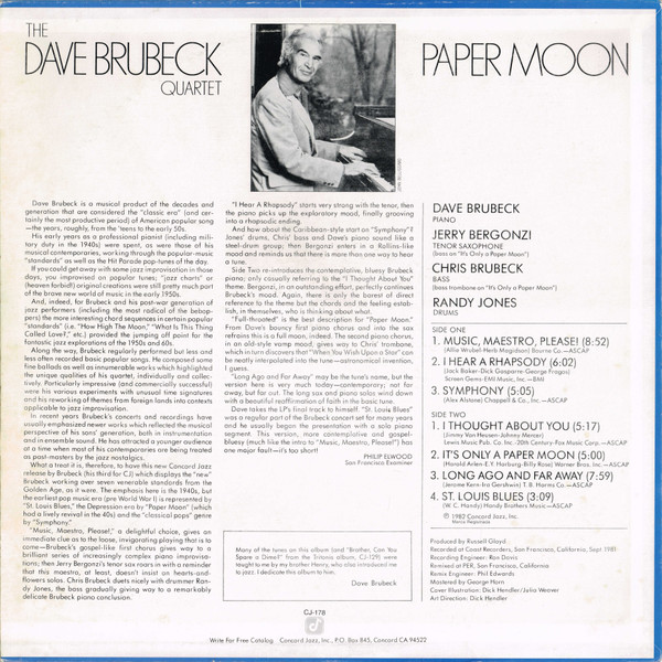 The Dave Brubeck Quartet – Paper Moon