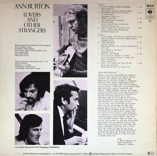 Ann Burton – Ann Burton Sings For Lovers And Other Strangers