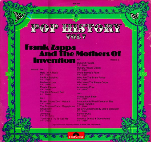Frank Zappa And The Mothers Of Invention – Pop History, Vol. 7