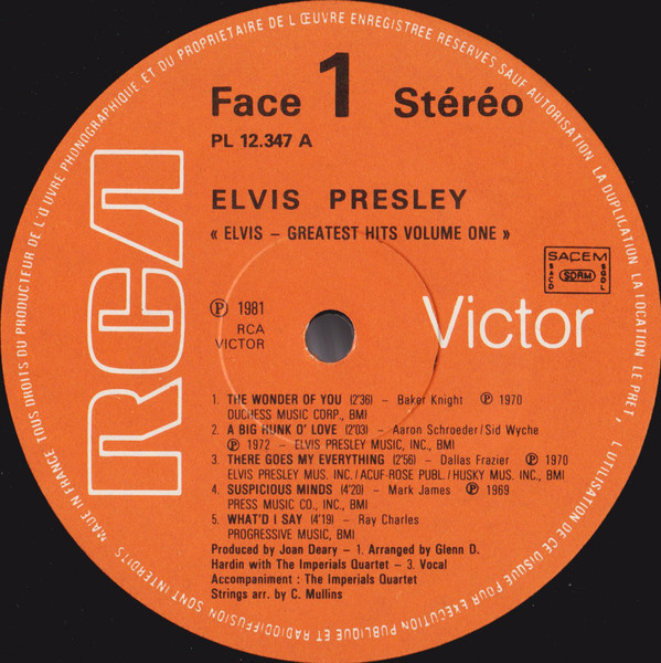 Elvis Presley – Greatest Hits - Volume One