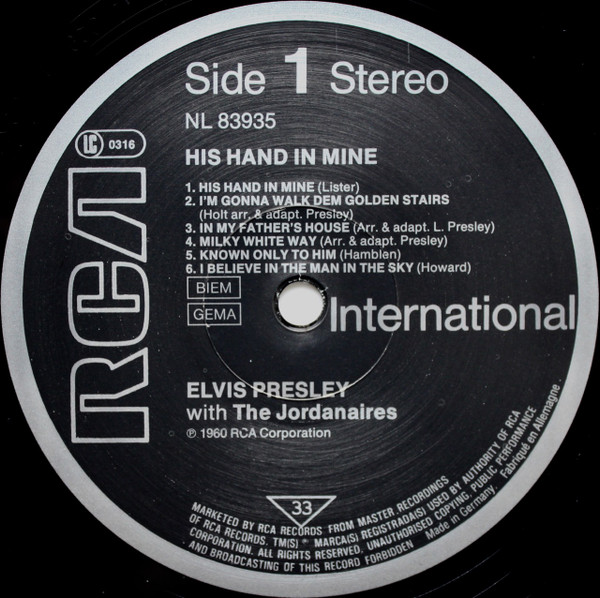 Elvis Presley – His Hand In Mine