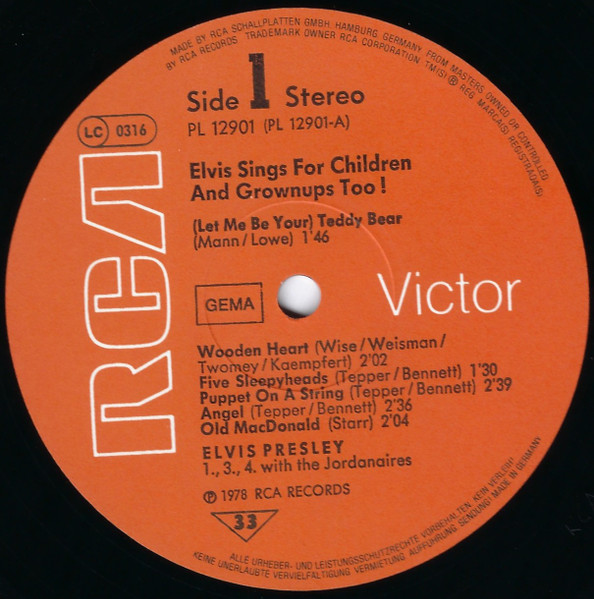 Elvis Presley – Elvis Sings For Children And Grownups Too !