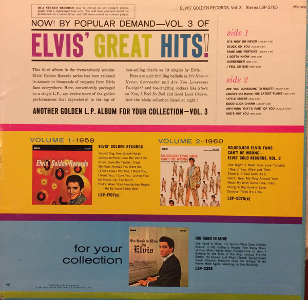 Elvis Presley – Elvis' Golden Records, Vol. 3