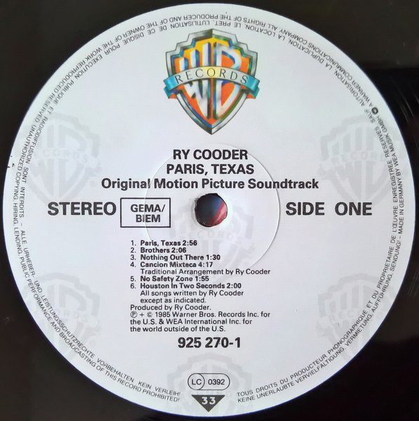Ry Cooder – Paris, Texas (Original Motion Picture Soundtrack)