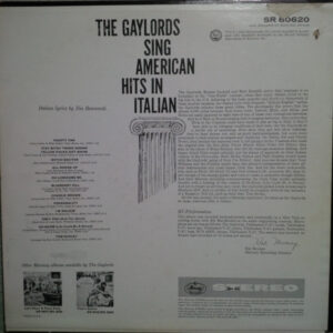 The Gaylords – The Gaylords Sing American Hits In Italian - Afbeelding 3