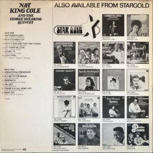 Nat King Cole And The George Shearing Quintet – A Beautiful Friendship - Afbeelding 3