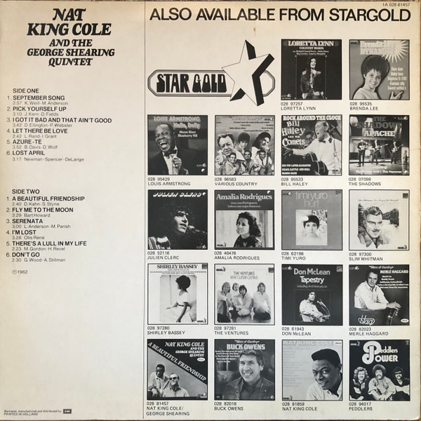 Nat King Cole And The George Shearing Quintet – A Beautiful Friendship