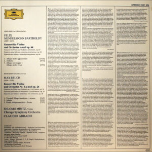 Mendelssohn / Bruch, Shlomo Mintz, Chicago Symphony Orchestra • Claudio Abbado – Violinkonzerte = Violin Concertos - Afbeelding 3