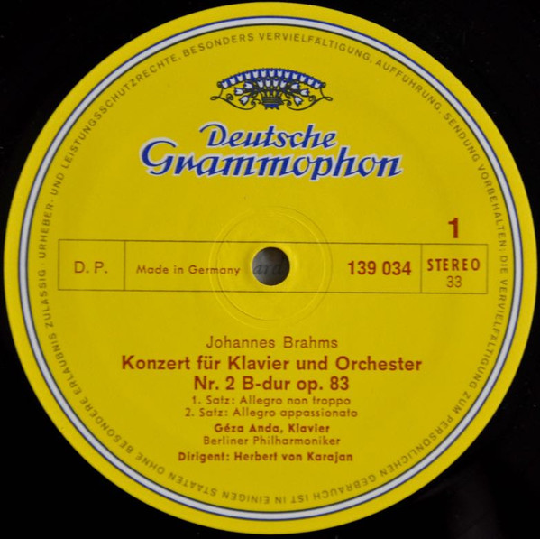 Brahms - Géza Anda, Herbert Von Karajan, Berliner Philharmoniker – Klavierkonzert Nr. 2 B-Dur