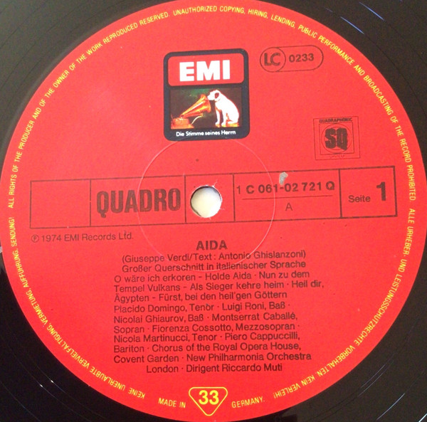 Verdi, Caballé, Domingo, Cossotto, Cappuccilli, Ghiaurov, New Philharmonia Orchestra, Chorus Of The Royal Opera House, Covent Garden, Riccardo Muti – Aida