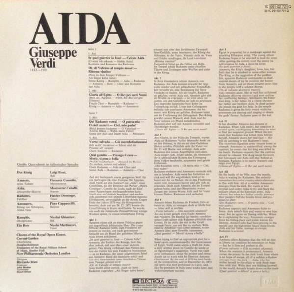 Verdi, Caballé, Domingo, Cossotto, Cappuccilli, Ghiaurov, New Philharmonia Orchestra, Chorus Of The Royal Opera House, Covent Garden, Riccardo Muti – Aida