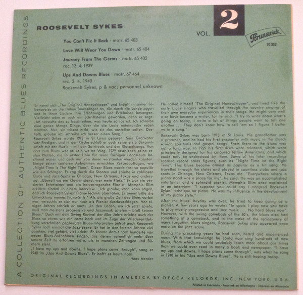 7" | Roosevelt Sykes - This is the Blues vol. 2 (EP, vier nummers)