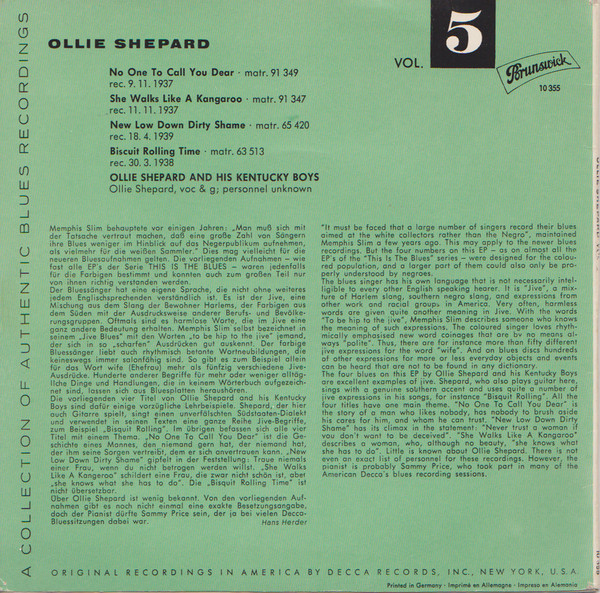 7" | Ollie Shepard - This is the Blues vol. 5 (EP, vier nummers)