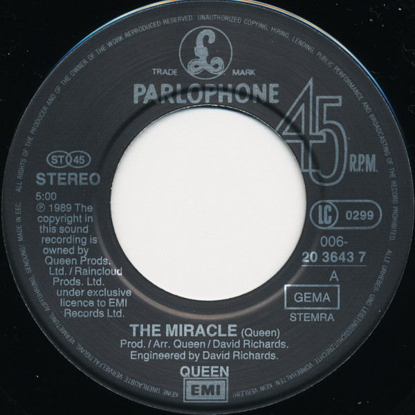 7" | Queen - The Miracle / Stone Cold Crazy