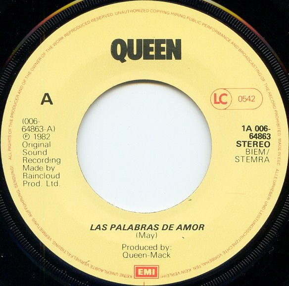 7" | Queen - Las Palabras De Amor (the Words of Love) / Cool Cat