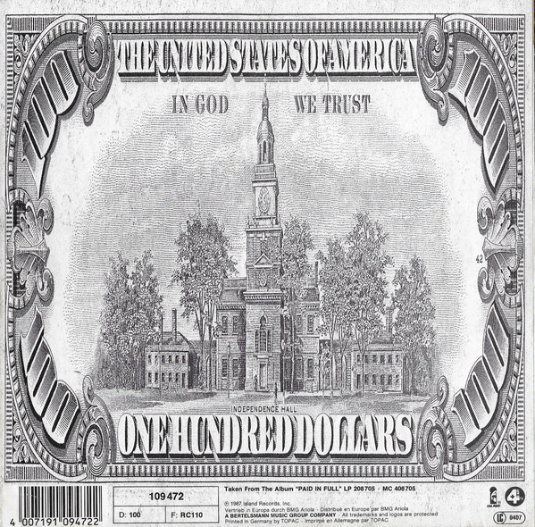 7" | Eric B and Rakim - Paid in Full (mini madness - the cold cut remix)/ Eric B is on the Cut