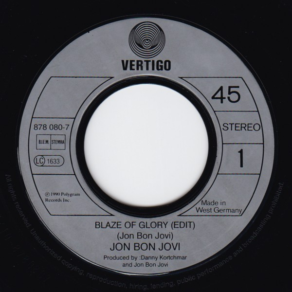 7" | Jon Bon Jovi - Blaze of Glory / You Really Got Me Now