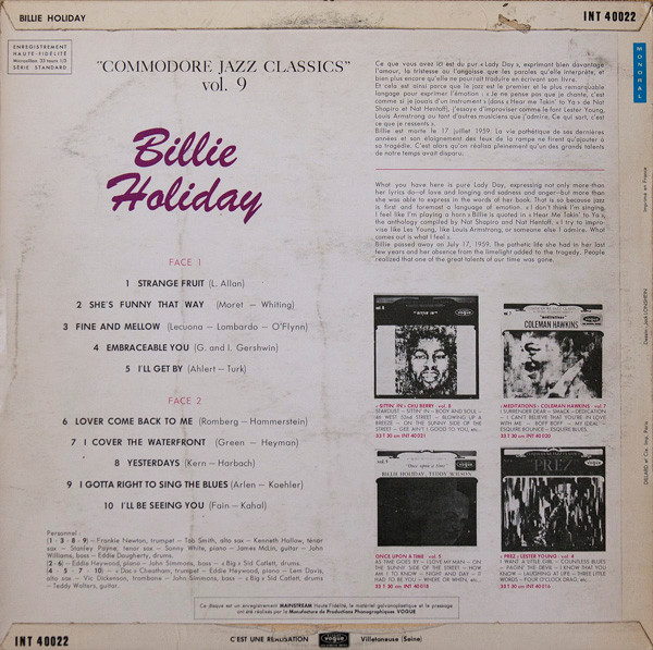 Billie Holiday - Commodore Jazz Classics vol. 9
