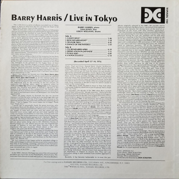 Barry Harris - Live in Tokyo