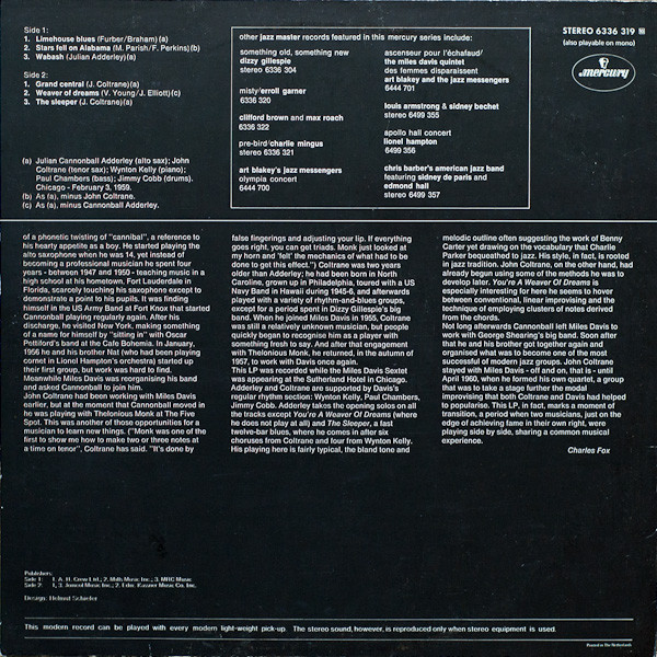 Cannonball Adderly and Jon Coltrane - Cannonball and Coltrane