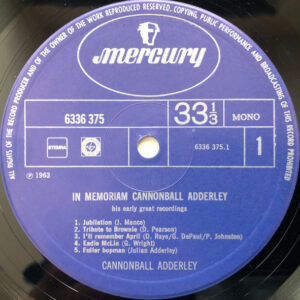 Cannonball Adderly - In Memoriam Cannonball Adderly, his early recordings - Afbeelding 2
