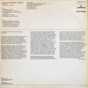 Cannonball Adderly - In Memoriam Cannonball Adderly, his early recordings - Afbeelding 3