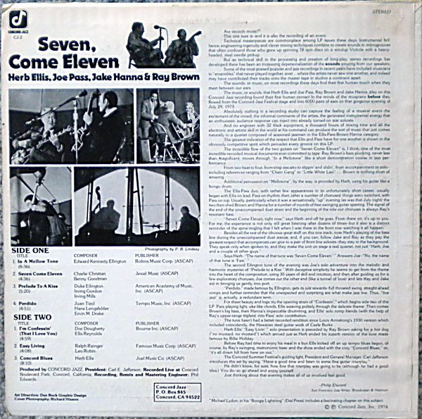 Herb Ellis & Joe Pass Also Featuring Jake Hanna & Ray Brown – Seven, Come Eleven (From Their Live Performance At The Concord Summer Festival)