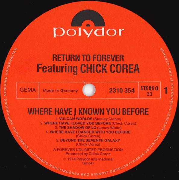 Return To Forever Featuring Chick Corea – Where Have I Known You Before