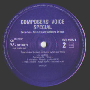 Bertus van Lier, Jan van Gilse, Gelders Orkest Conducted By Georges Octors – Symphony No. 1 / Symphony No. 2 - Afbeelding 2
