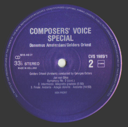 Bertus van Lier, Jan van Gilse, Gelders Orkest Conducted By Georges Octors – Symphony No. 1 / Symphony No. 2