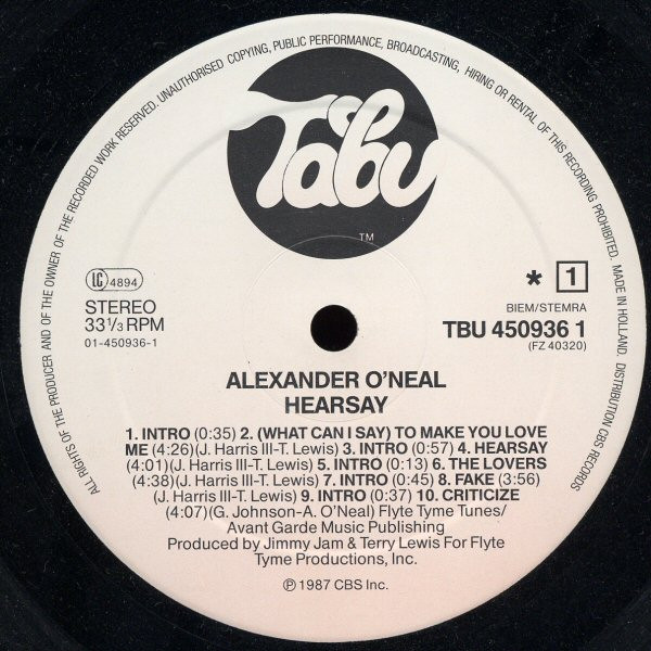 Alexander O'Neal – Hearsay