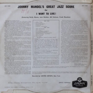 Johnny Mandel - I Want to Live! (soundtrack from the film) - Afbeelding 3