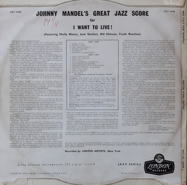 Johnny Mandel - I Want to Live! (soundtrack from the film)