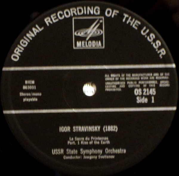 Stravinsky, USSR State Symphony Orchestra / Swetlanov - Le Sacre du Printemps