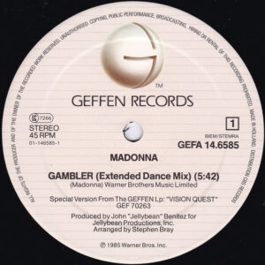 12" | Madonna - Gambler (extended remix) / Gambler (instrumental) / Nature of the Beach - Afbeelding 2