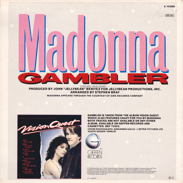 12" | Madonna - Gambler (extended remix) / Gambler (instrumental) / Nature of the Beach