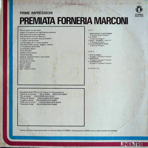 Premiata Forneria Marconi – Prime Impressioni