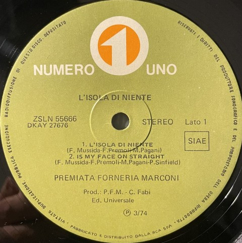 Premiata Forneria Marconi – L'Isola Di Niente