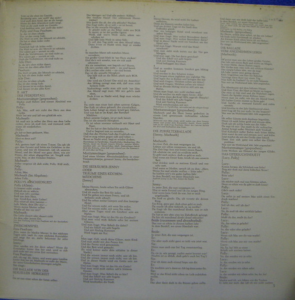 Kurt Weill, Bert Brecht, Lotte Lenya – Die Dreigroschenoper
