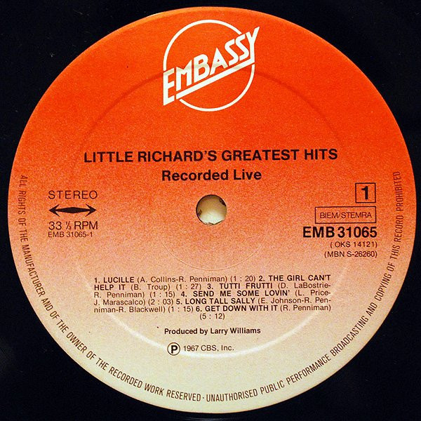 Little Richard – Little Richard’s Greatest Hits - Recorded Live