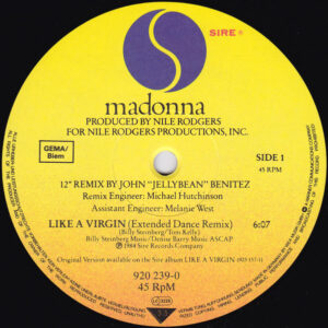 12" | Madonna - Like a Virgin (extended dance mix)/ Stay - Afbeelding 2