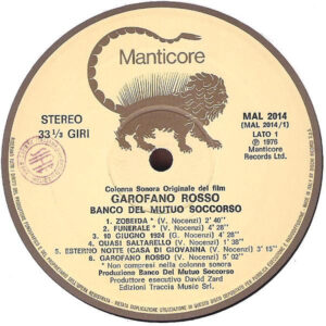 Banco del Mutuo Soccorso - Colonna Sonora Originale del Film Carofano Rosso - Afbeelding 2