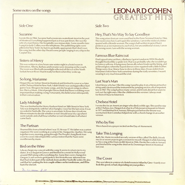 Leonard Cohen - Greatest Hits