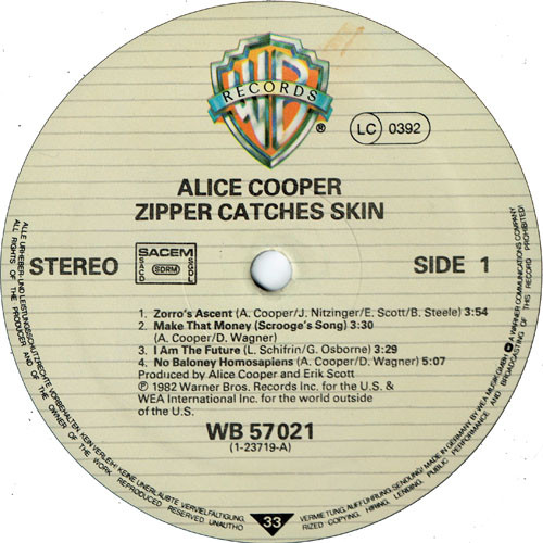 Alice Cooper - Zipper Catches Skin