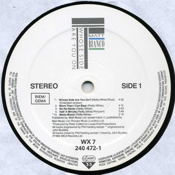 Matt Bianco – Whose Side Are You On